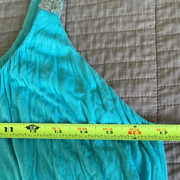 Boston Proper Aqua Blue Tank Top w Silver Beaded Straps Size M - Picture 10 of 13